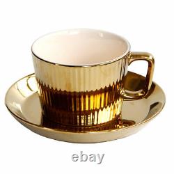 4x Ceramic Coffee Tea Mug Cup and Saucer for Home Cafe Bar Gift 250ml/8.5oz