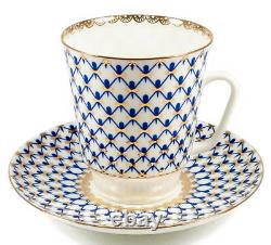 5 fl oz Imperial Porcelain Tea Cup and Saucer Fine Bone China Cup Cobalt Net