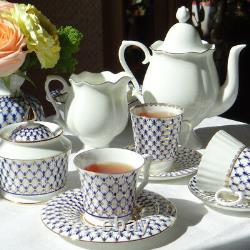 5 fl oz Imperial Porcelain Tea Cup and Saucer Fine Bone China Cup Cobalt Net