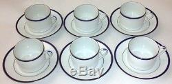 6 Chastagne Limoges France Coffee / Tea Cup & Saucer Sets With Gold Trim