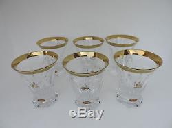 6 Large Rare Persia Moser Pahlavi Bohemia Persian Tea Juice Glass Cup Set In Box