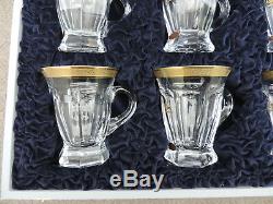 6 Large Rare Persia Moser Pahlavi Bohemia Persian Tea Juice Glass Cup Set In Box