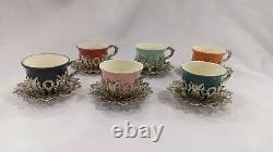 6 Pieces Colorful Stylish Coffee Cup Set 18 Pieces Espresso Turkish Porcelain