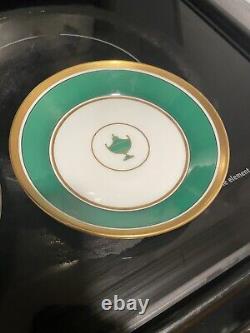 7 Piece Set of Italian Richard Ginori Porcelain Green & Gold Tea Cups Saucers