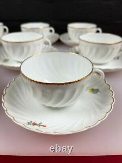 8 x Nymphenburg Welle Ribbed Decor 1632 Tea Cups and Saucers Set