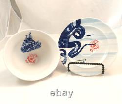 ANTHROPOLOGIE From The Deep Cup Saucer Set Octopus Ship Nautical Tea Coffee Mug