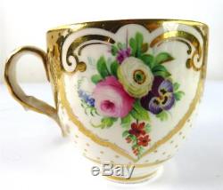 ANTIQUE ENGLISH PORCELAIN TEA COFFEE CUP SAUCER PLATE SET FLOWERS Pat. 2990 c