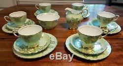 ANTIQUE c. 1900 TUSCAN FINE ENGLISH BONE CHINA TEA CUP & DESSERT SET. BUY IT NOW