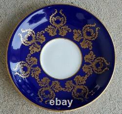 AYNSLEY Cobalt Blue Cabbage Rose Signed J. A. Bailey Teacup and Saucer Set