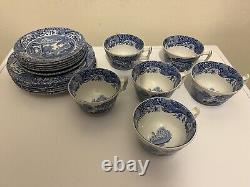 A Spode Blue And White Italian 18 Piece Tea Set Excellent Condition Cups Saucers