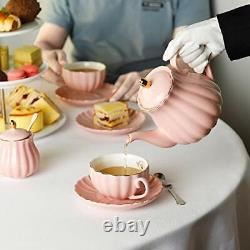 Amazingware Porcelain Tea Set Tea Cup and Saucer Set Service for 6 with 28