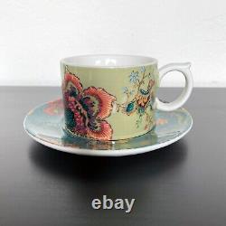 Anthropologie House of Hackney Dark Turquoise Teacup and Saucer Set of 2 NEW