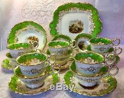 Antique 19th C Coalport Part Tea Set (Tea Cups, Coffee Cups, Tea Plates) A/F