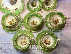 Antique 19th C Coalport Part Tea Set (Tea Cups, Coffee Cups, Tea Plates) A/F