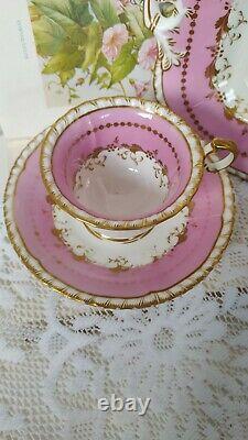 Antique 19th Century Minton Pink & Gold Gadroon Tea Cup & Saucer True Trio Set