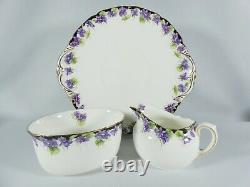 Antique Art Deco Royal Doulton Violets 15pc Tea Set Trio Cup Saucer Plate H3747