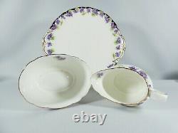 Antique Art Deco Royal Doulton Violets 15pc Tea Set Trio Cup Saucer Plate H3747