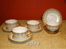 Antique C Ahrenfeldt Limoges CA France 4 Tea Cups & 4 Saucers 8 piece Set 1900