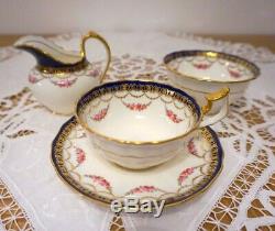 Antique Cauldon Porcelain Tea Set Cobalt Blue with Gold 6 x Tea Cups & More