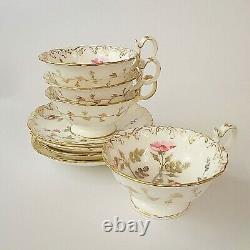 Antique Coalport Set of Four Tea Cups and Saucers 3/128 Artist J Pattern