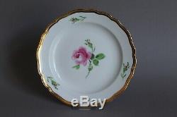 Antique Coffee Tea Cup Saucer Plate Set 1st Meissen Red Pink Rose 19thC