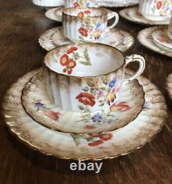 Antique Collingwood Fine China Dresden Sprays 21 Piece Tea Set (Cup & Saucer)