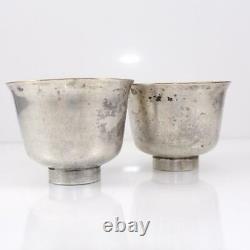 Antique Early Chinese or Japanese Sterling Silver Set of 2 Small Tea Cups LFJ5