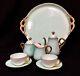 Antique French Limoges China Tea / Coffee Cabaret Set for 2 People / Tray / Cup