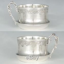 Antique French Sterling Silver Coffee Tea Cup & Saucer Set 950/1000