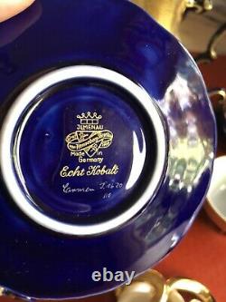 Antique Jlmenau Von Henneberg Echt Kobalt Cobalt Gold Tea Coffee Cup Saucer Set