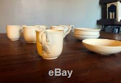 Antique Leedsware Creamware English Porcelain Teacup and Saucer set (12 pieces)