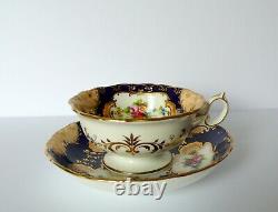 Antique MINTONS Cobalt Blue Floral Tea Cup & Saucer Set