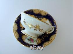 Antique MINTONS Cobalt Blue Floral Tea Cup & Saucer Set
