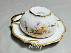 Antique Old Abbey Limoges Tea Cup Saucer Set Rare Find