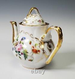 Antique Old Paris Porcelain Service For One Coffee Tea Set Pot Tray Cup Saucer