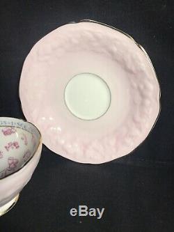 Antique Paragon FORTUNE TELLING Teacup and Saucer Set in PINK c. 1935