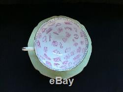 Antique Paragon Fortune Telling Teacup and Saucer Set in Green c. 1935