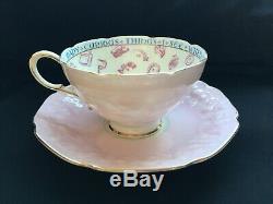 Antique Paragon Fortune Telling Teacup and Saucer Set in PINK c. 1935