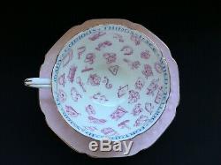 Antique Paragon Fortune Telling Teacup and Saucer Set in PINK c. 1935