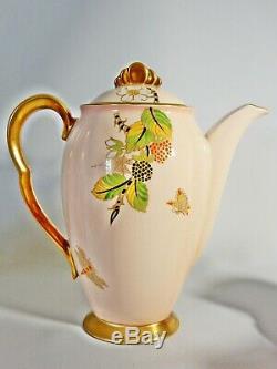 Antique RARE Carlton Ware Pink Spider's Web Coffee Set Cup Saucer Teapot Tea Jug