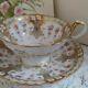 Antique Ridgway china Tea cup & saucer duo Set Split handle hand painted flowers