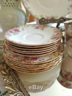 Antique Royal Doulton English Rose Trios Coffee Cup and Tea Plates 18 Pieces Set