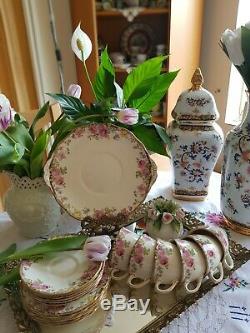 Antique Royal Doulton English Rose Trios Coffee Cup and Tea Plates 18 Pieces Set