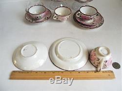Antique STAFFORDSHIRE Pink Lustre CHILD TEA CUP SAUCER Miniature Pearlware SET