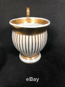 Antique Sevres Vincennes Gold. & White Striped Tea Cup And Saucer Set 13L