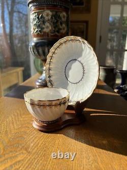 Antique c. 1780 Derby Porcelain Tea Cup Set, Acanthus, Roundelwood Collection