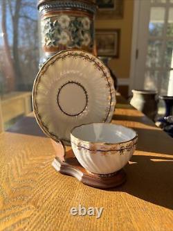 Antique c. 1780 Derby Porcelain Tea Cup Set, Acanthus, Roundelwood Collection