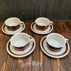 Arabia Finland Rosmarin Anemone Brown vintage teacup set plate pottery