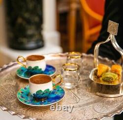 Arabic Turkish Ottoman Porcelain Espresso Cup Set Of 6 Karaca X Çiragan Palace