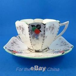 Art Deco Handpainted Fruit Shelley Tea Cup and Saucer Set